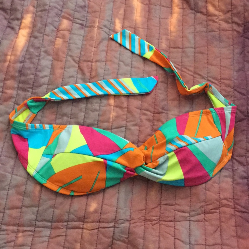 Colorful color block bandeau swim top